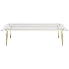 Botany Dining Table in Glass Top with Polished Brass Legs