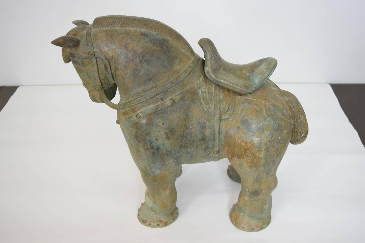 Modern Botero Styled Horse Sculpture in Bronze, Pair Available For Sale