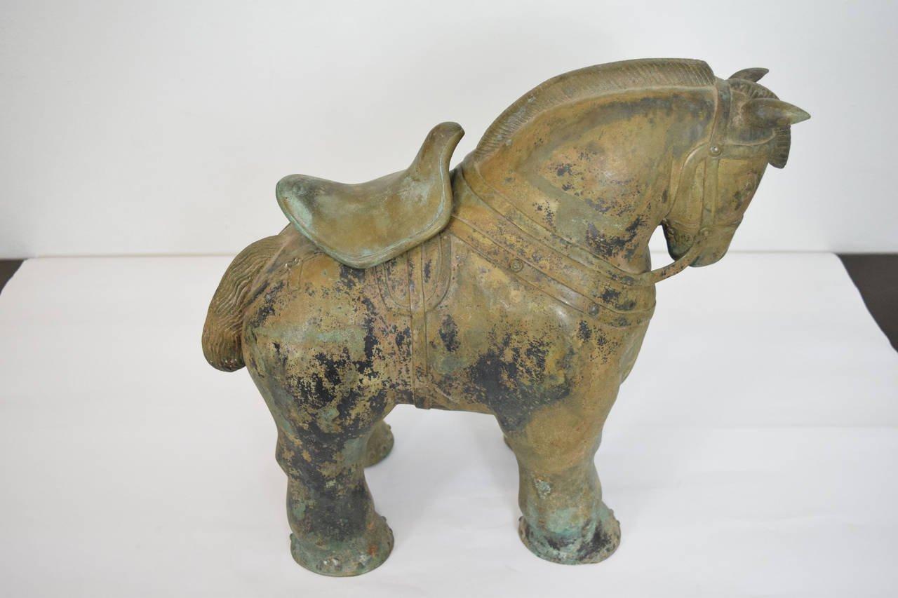 Contemporary Botero Styled Horse Sculpture in Bronze, Pair Available For Sale