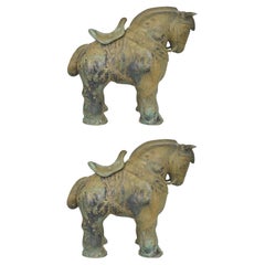 Botero Styled Horse Sculpture in Bronze, Pair Available