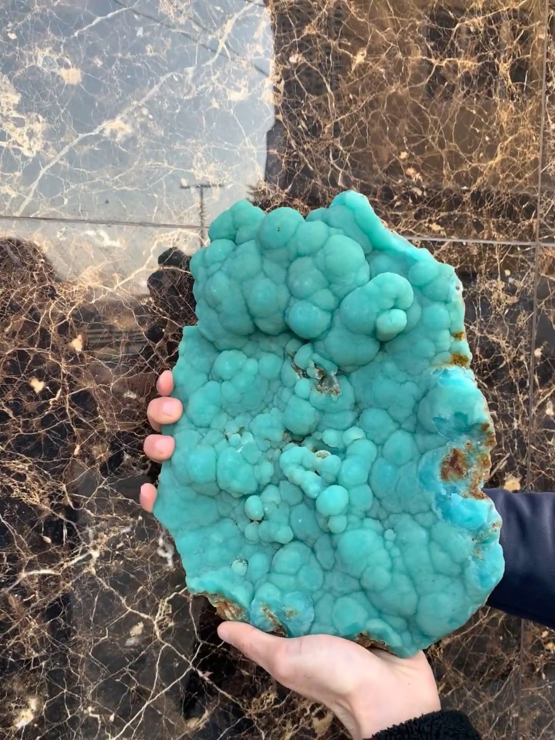 Botryoidal Clustering of Blue Aragonite Crystals on Matrix from Pakistan In New Condition For Sale In Bangkok, TH