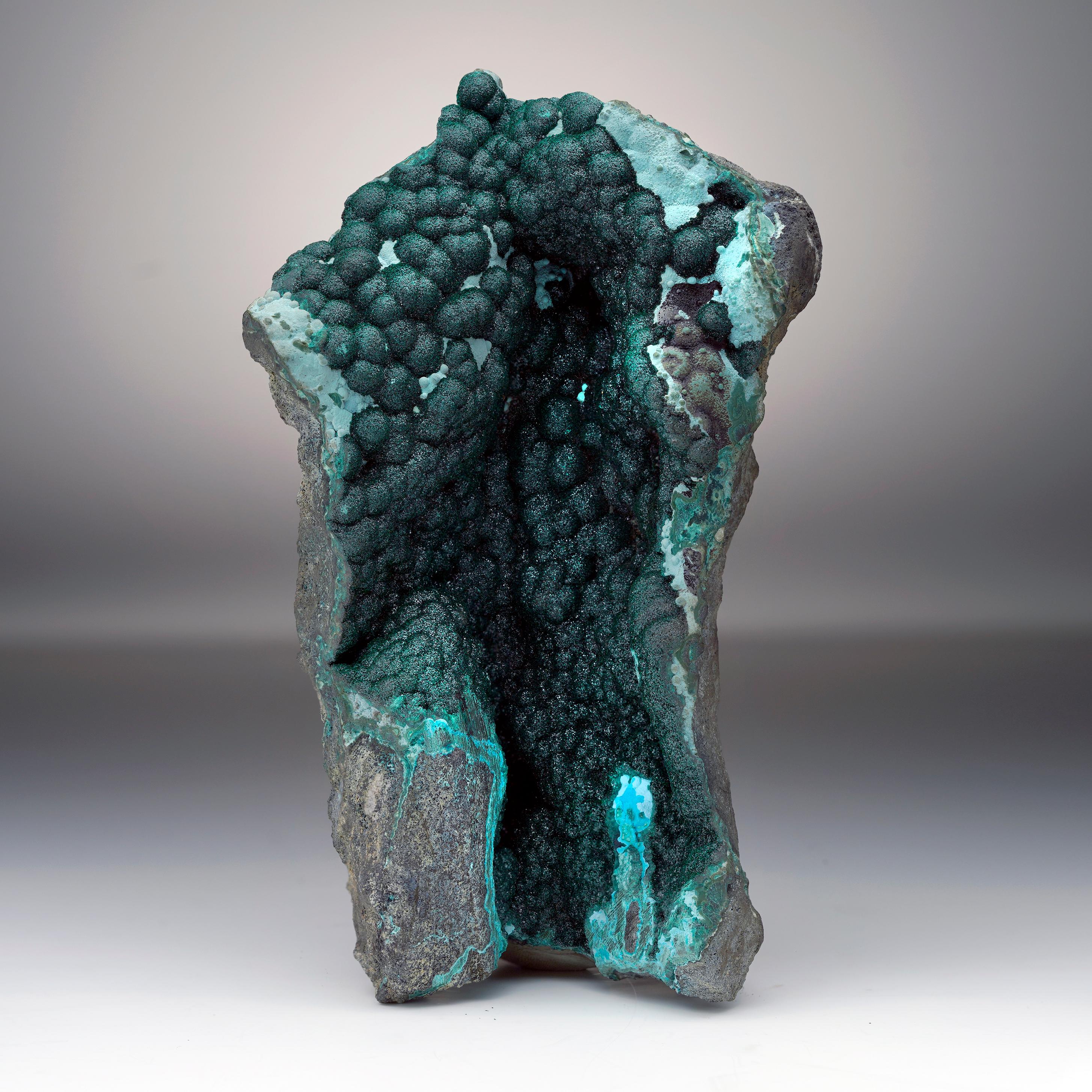 Congolese Botryoidal Malachite Vug For Sale
