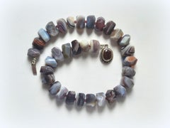 Botswana Agate Garnet Necklace with Fire Agate Clasp