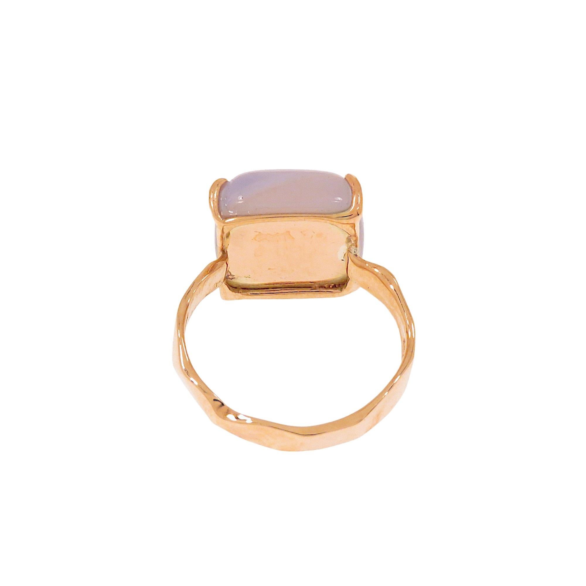 Botta Gioielli anello a fascia con calcedonio in oro rosa For Sale 1