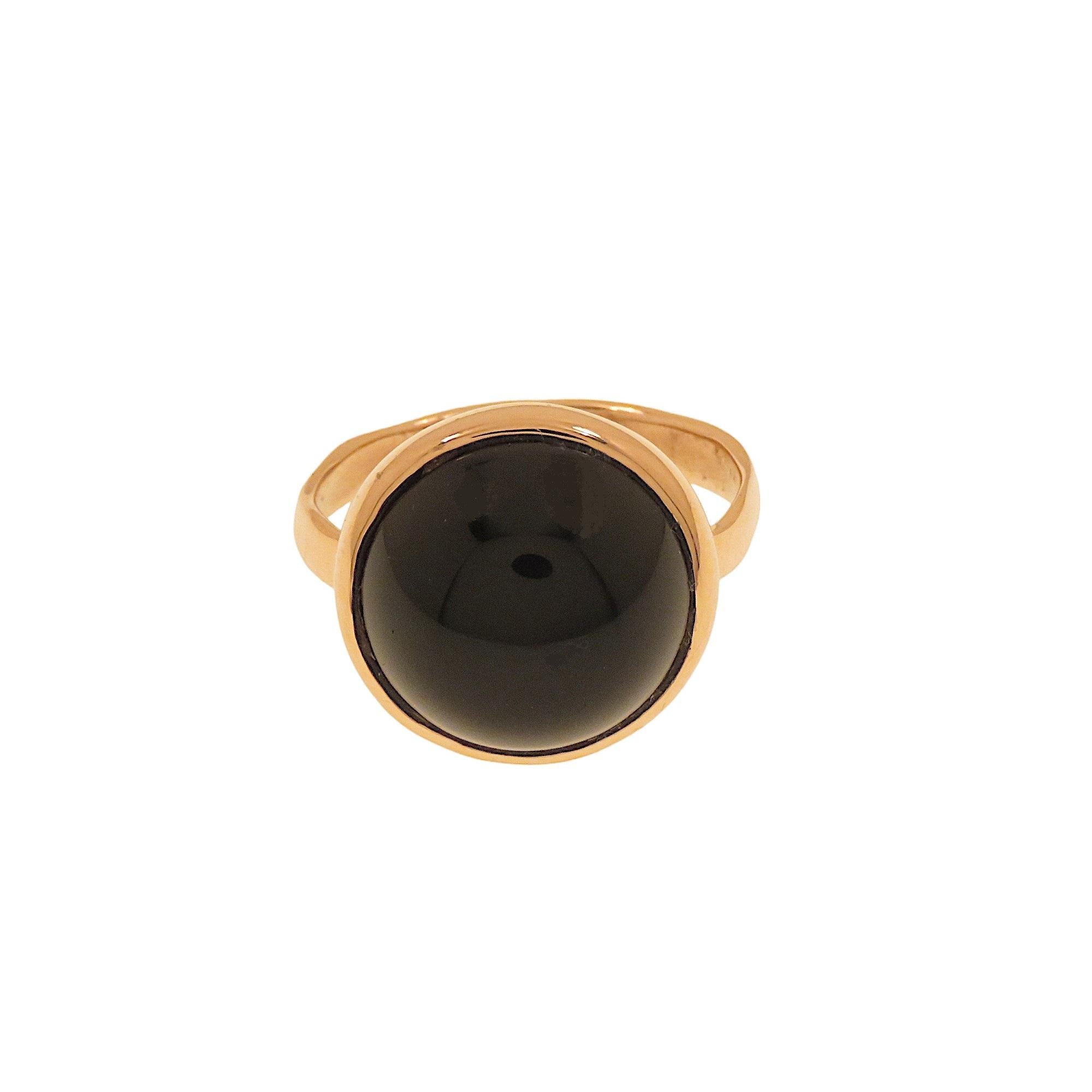 Cabochon Botta Jewelry rose gold onyx band ring For Sale