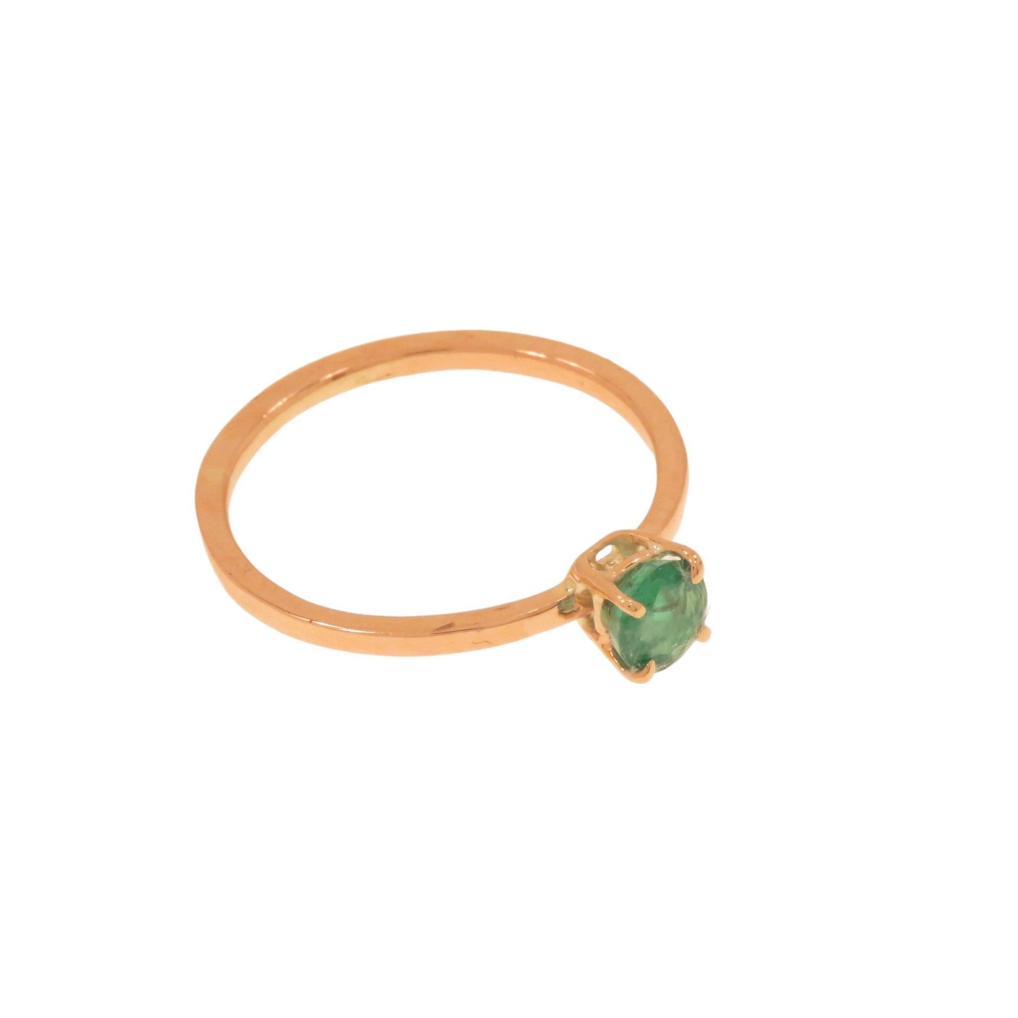 Botta gioielli anello con smeraldo in oro rosa fabbricato in Italia In New Condition For Sale In Milano, IT