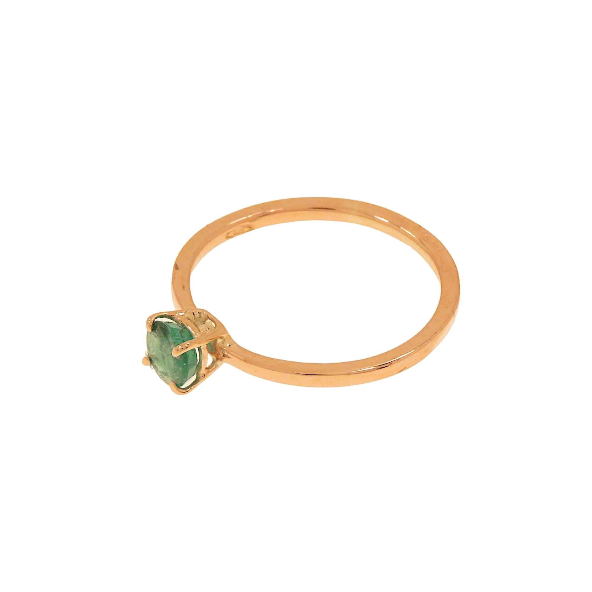 Women's Botta jewelry rose gold emerald ring made in Italy For Sale