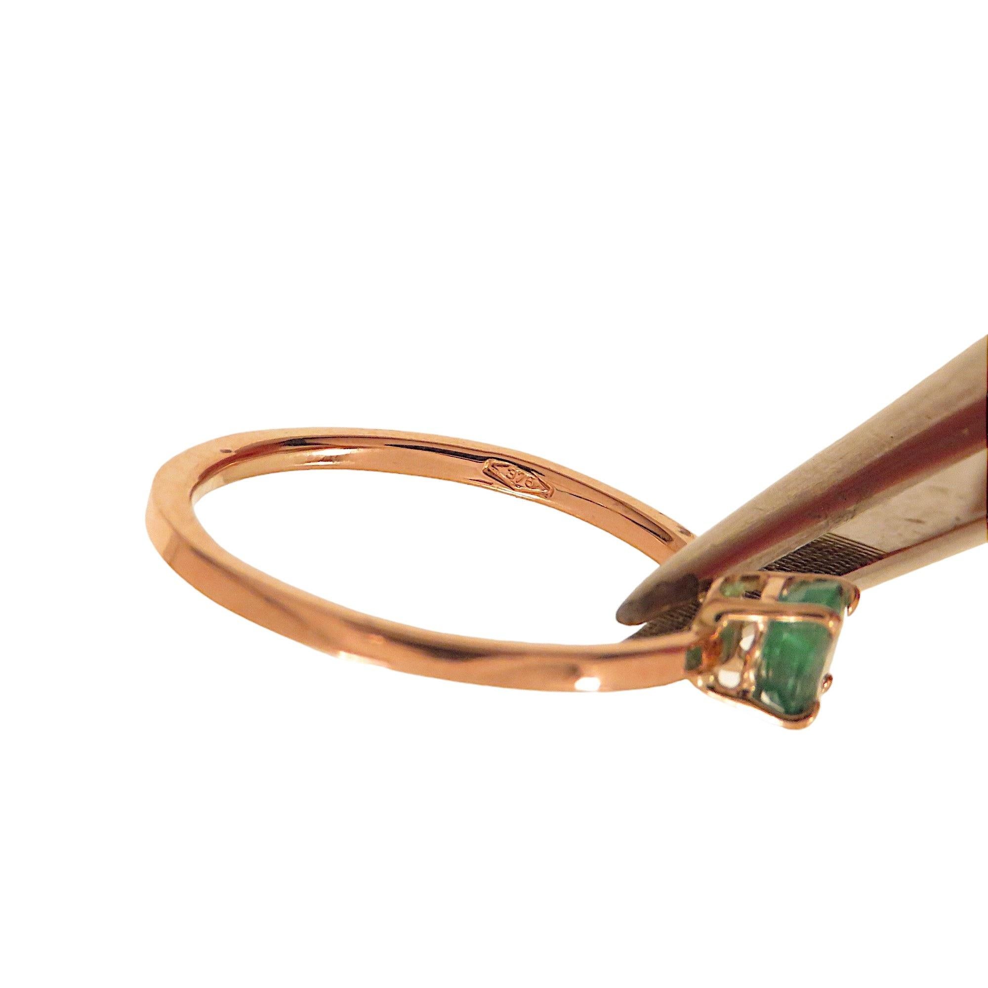 Botta gioielli anello con smeraldo in oro rosa fabbricato in Italia For Sale 2