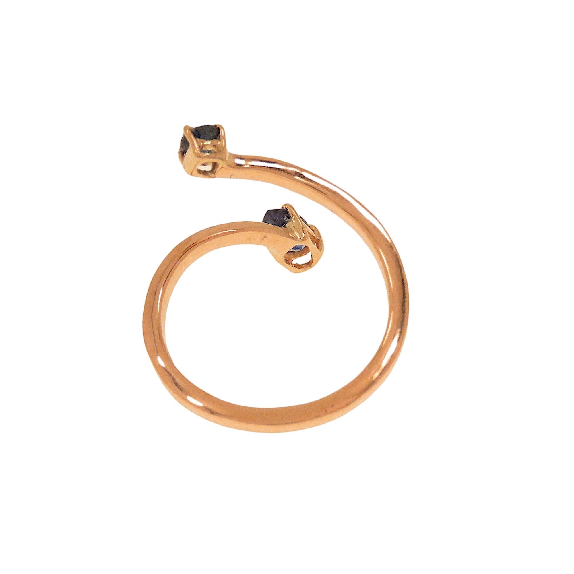 Schmuckring Botta mit blauen Saphiren aus Roségold, hergestellt in Italien im Angebot 5