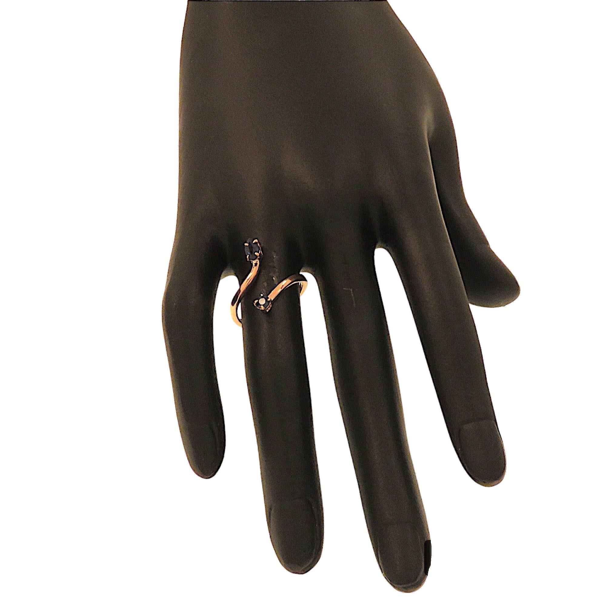 Schmuckring Botta mit blauen Saphiren aus Roségold, hergestellt in Italien Damen im Angebot