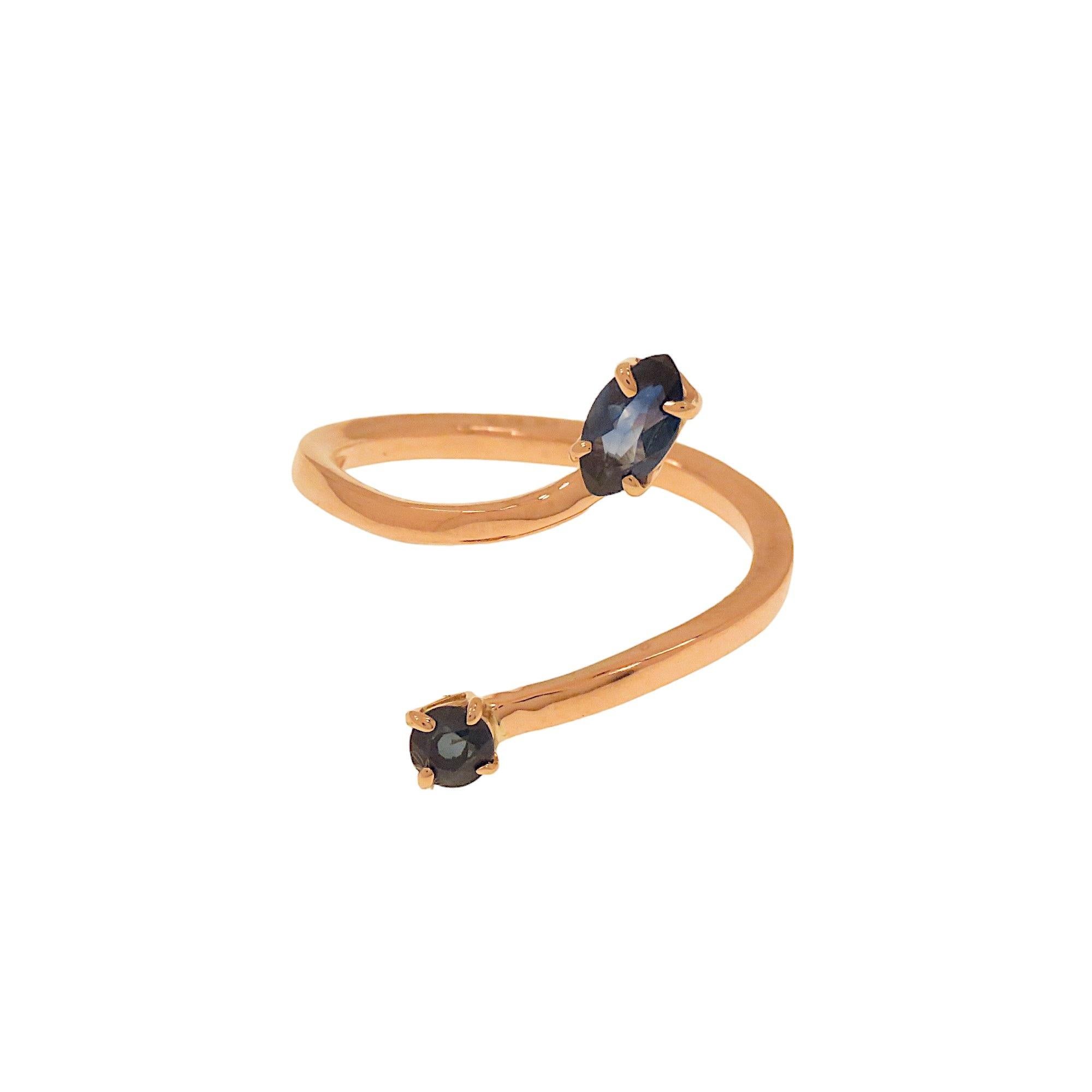 Botta jewelry ring with blue sapphires in rose gold made in Italy For Sale 1