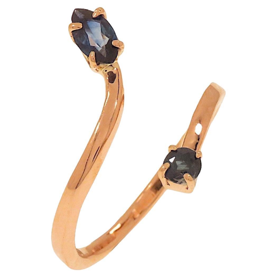 Botta jewelry ring with blue sapphires in rose gold made in Italy