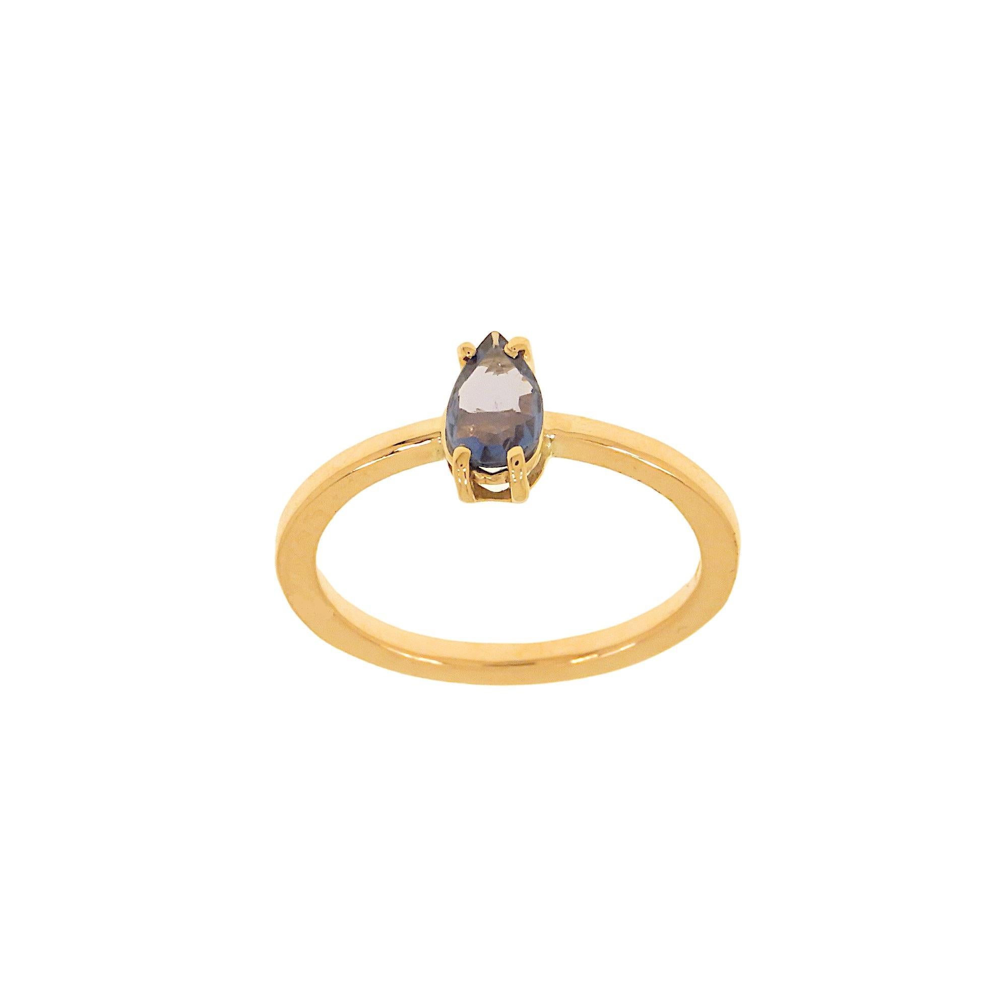 Contemporary Botta jewelry blue sapphire ring in rose gold made in Italy For Sale