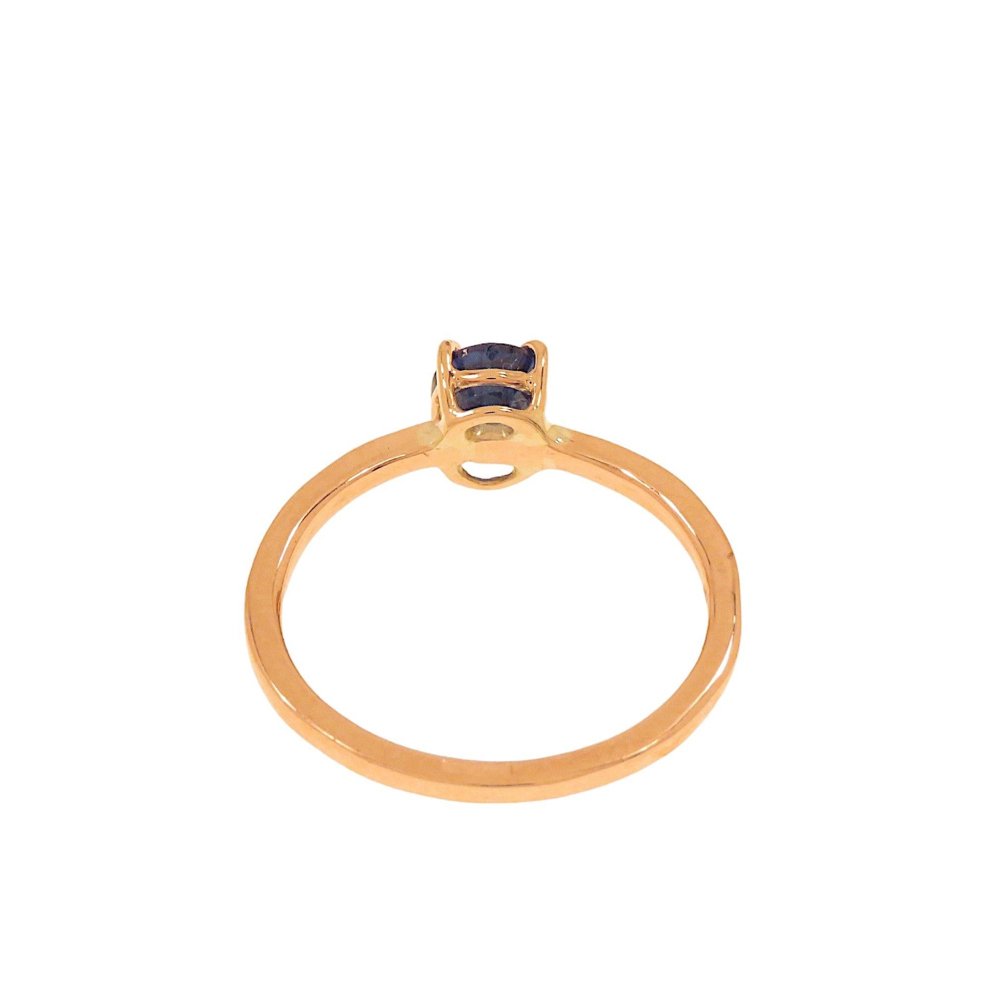 Botta gioielli anello con zaffiro blu in oro rosa fabbricato in Italia For Sale 3