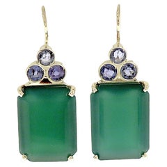 Botta jewelry earrings with chrysoprase and blue sapphires in white gold