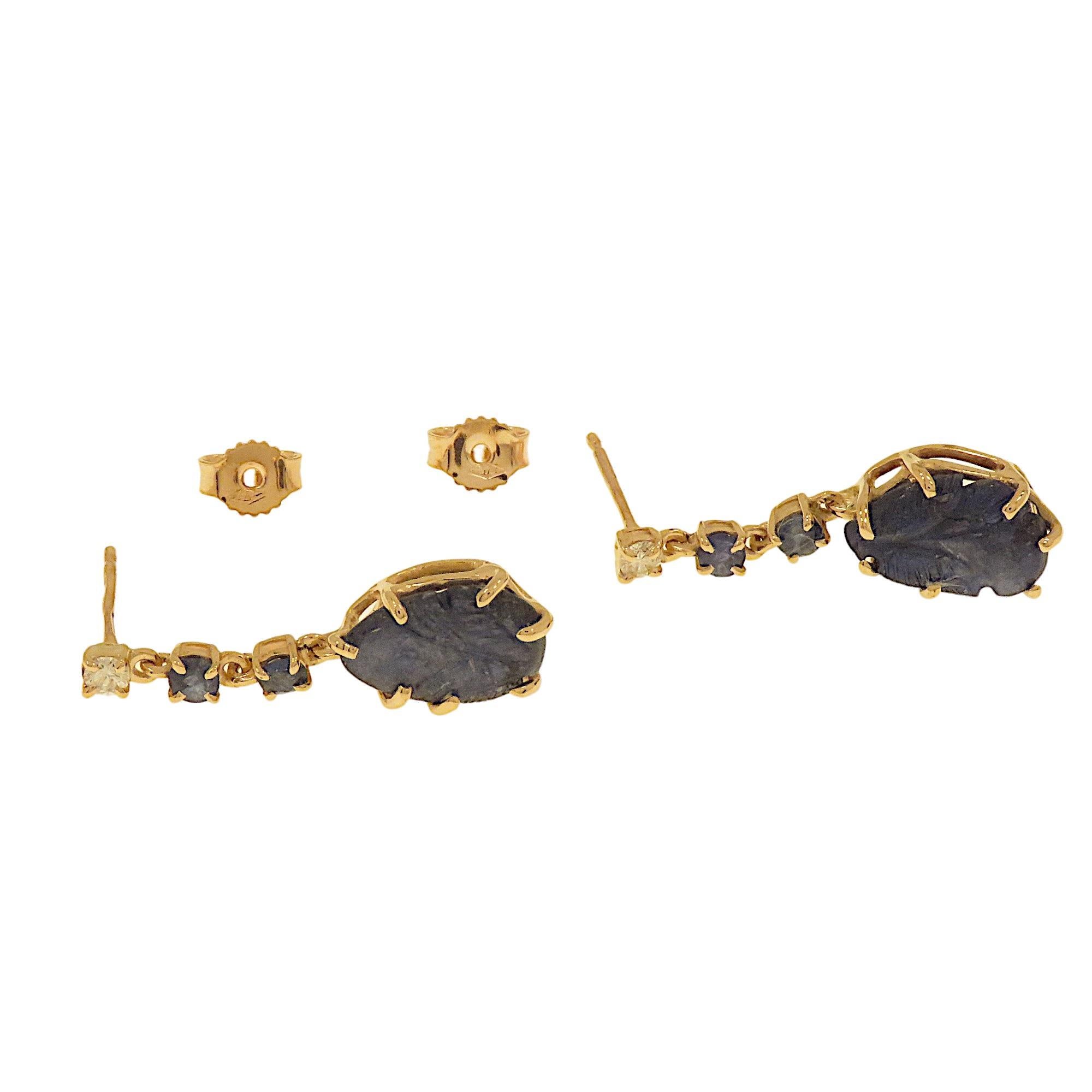 Contemporain Boucles d'oreilles Botta avec diamants et saphirs bleus en or rose en vente