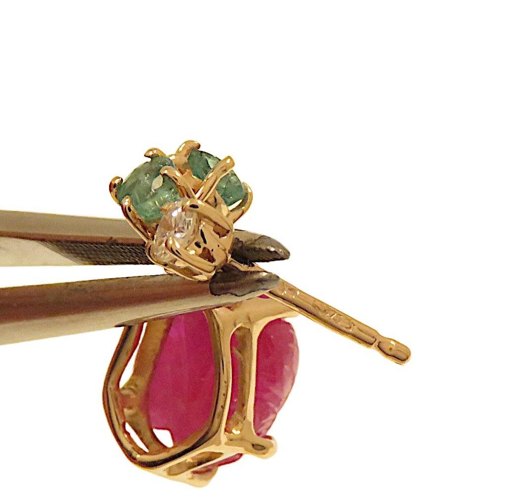 Women's Botta gioielli orecchini con diamanti rubini e smeraldi in oro rosa For Sale