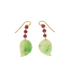Botta gioielli orecchini con rubini giada verde in oro rosa