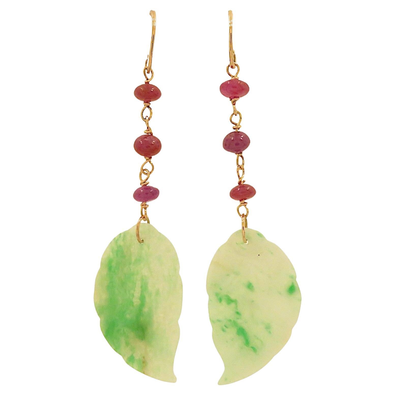 Botta jewelry earrings with green jade rubies in rose gold