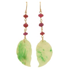 Botta jewelry earrings with green jade rubies in rose gold