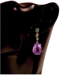 Botta gioielli orecchini con smeraldi e ametista in oro rosa