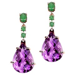 Pendientes de bisutería Botta con esmeraldas y amatista en oro rosa