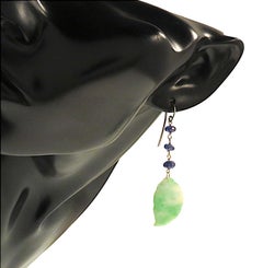 Botta gioielli orecchini con zaffiri blu giada verde in oro bianco