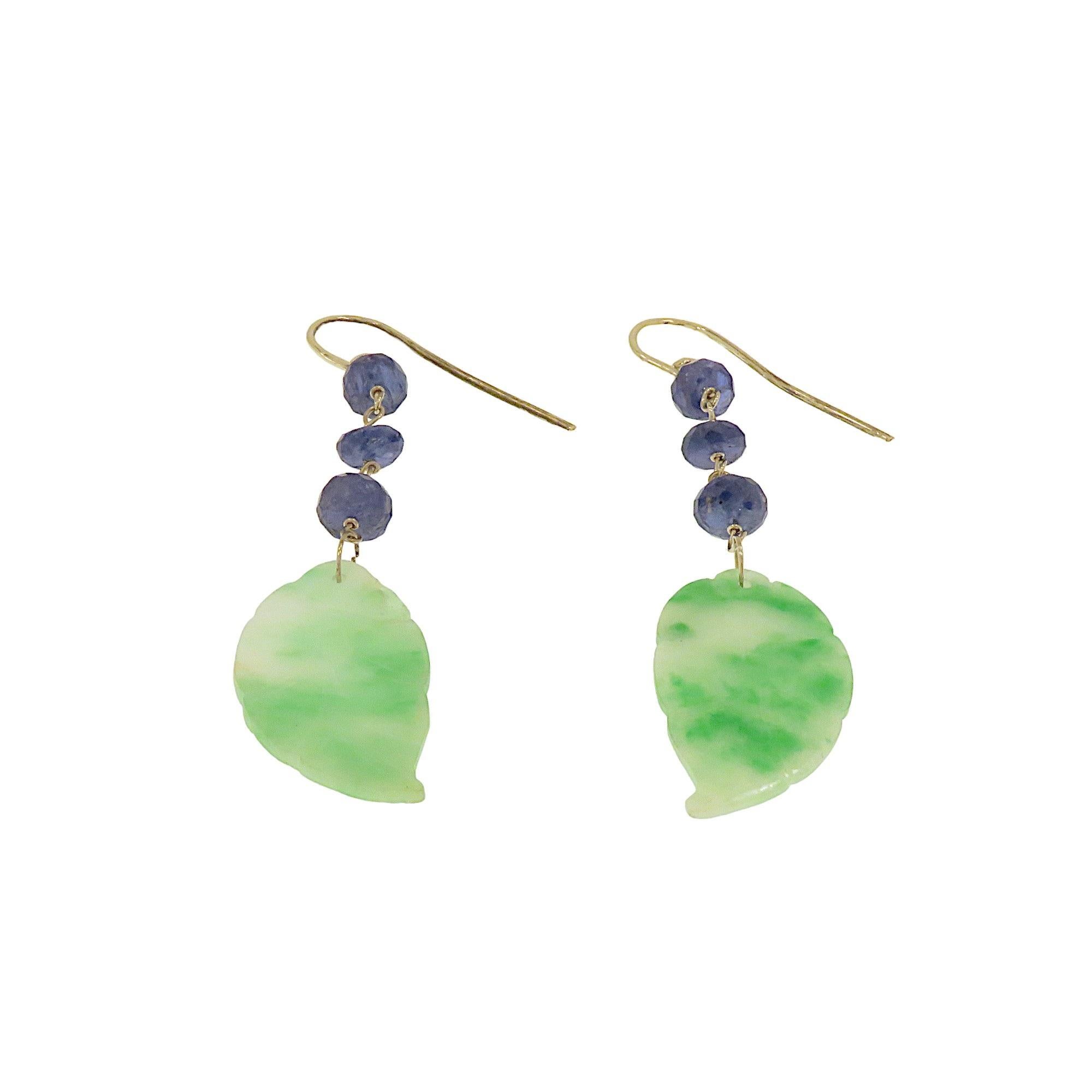 Contemporary Botta jewelry earrings with blue jade green sapphires in white gold For Sale