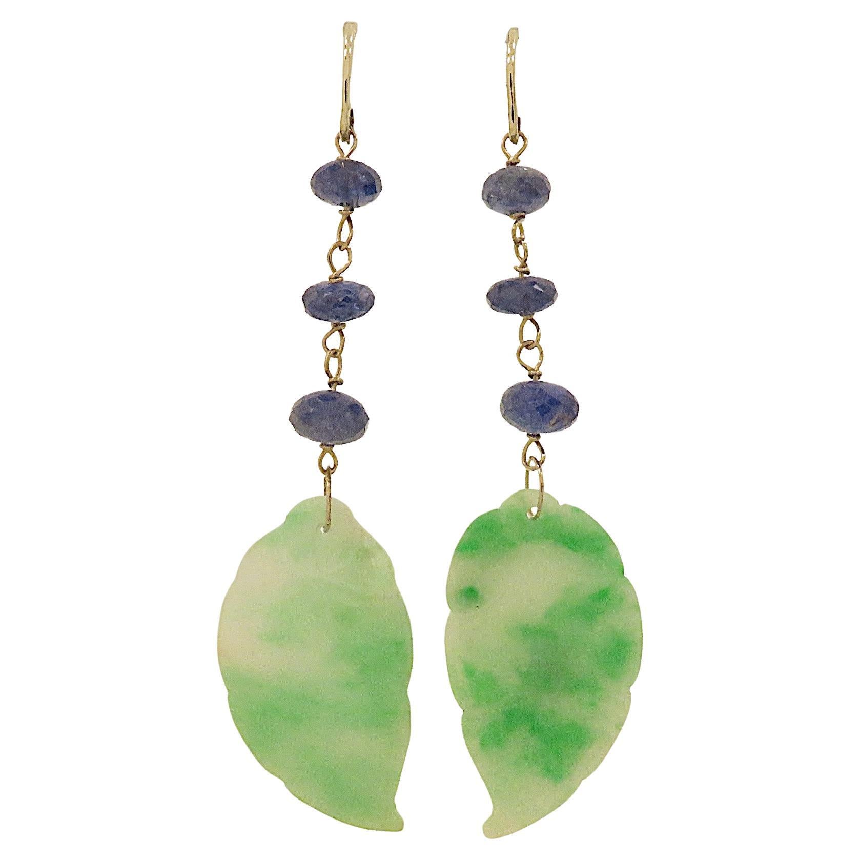Boucles d'oreilles Botta avec saphirs de jade bleu en or blanc