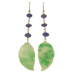 Boucles d'oreilles Botta avec saphirs de jade bleu en or blanc