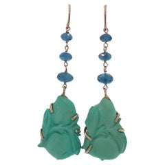 Pendientes de bisutería Botta con zafiros azules turquesa en oro rosa