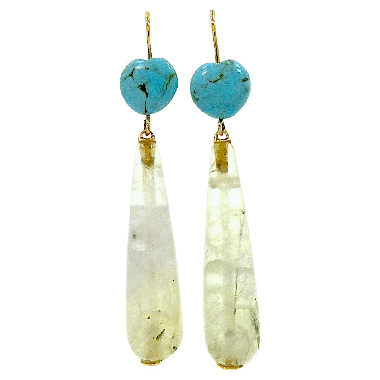 Botta Jewelry rose gold earrings with turquoise and prehnite