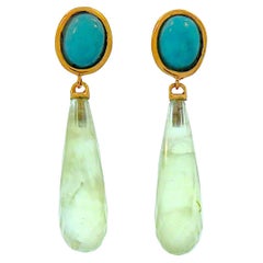 Botta jewelry pendant earrings with prehnite and amazonite in rose gold