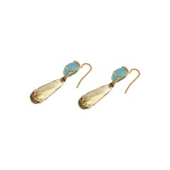 Botta jewelry rose gold pendant earrings with citrine and amazonite