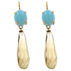 Botta jewelry rose gold pendant earrings with citrine and amazonite