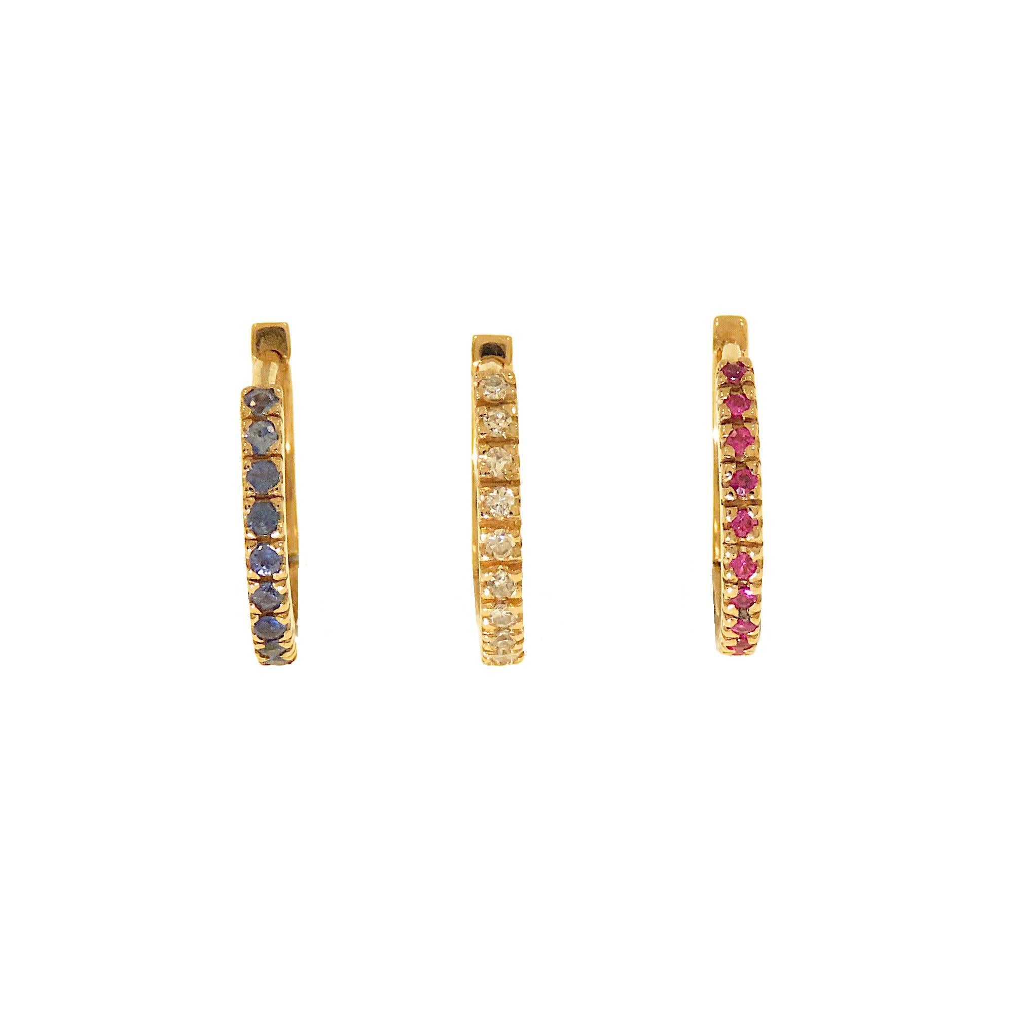 Women's or Men's Botta Jewelry single hoop earring with diamonds in rose gold For Sale