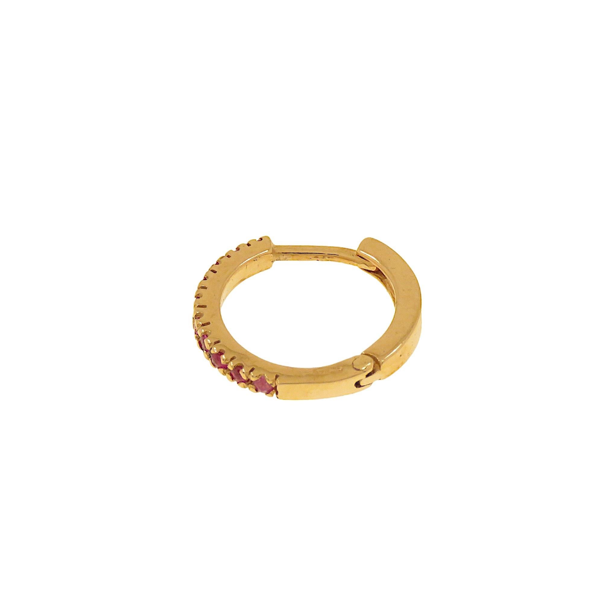 Taille brillant Botta Jewellery boucle d'oreille simple avec rubis en or rose en vente