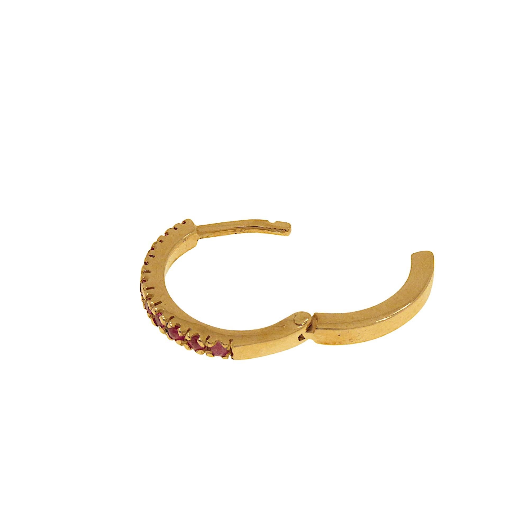 Botta Jewelry single hoop earring with rubies in rose gold In New Condition For Sale In Milano, IT