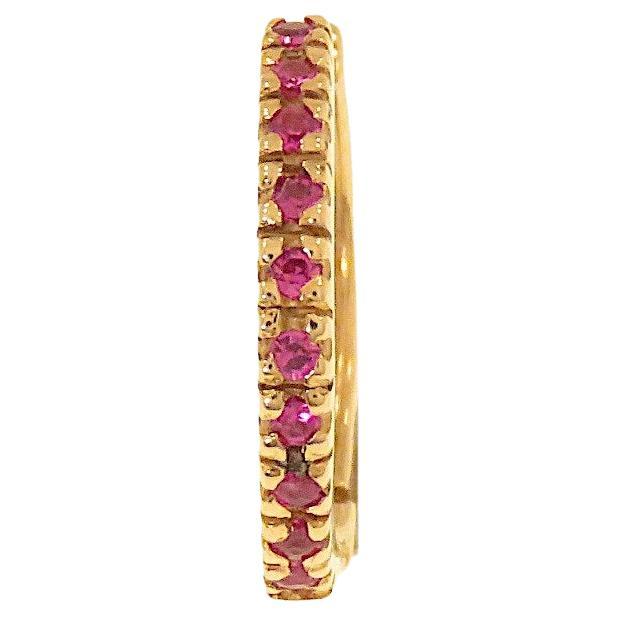 Botta Gioielli orecchino singolo a cerchio con rubini in oro rosa