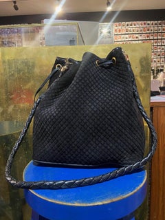 Bottega Black Suede Bucket Bag