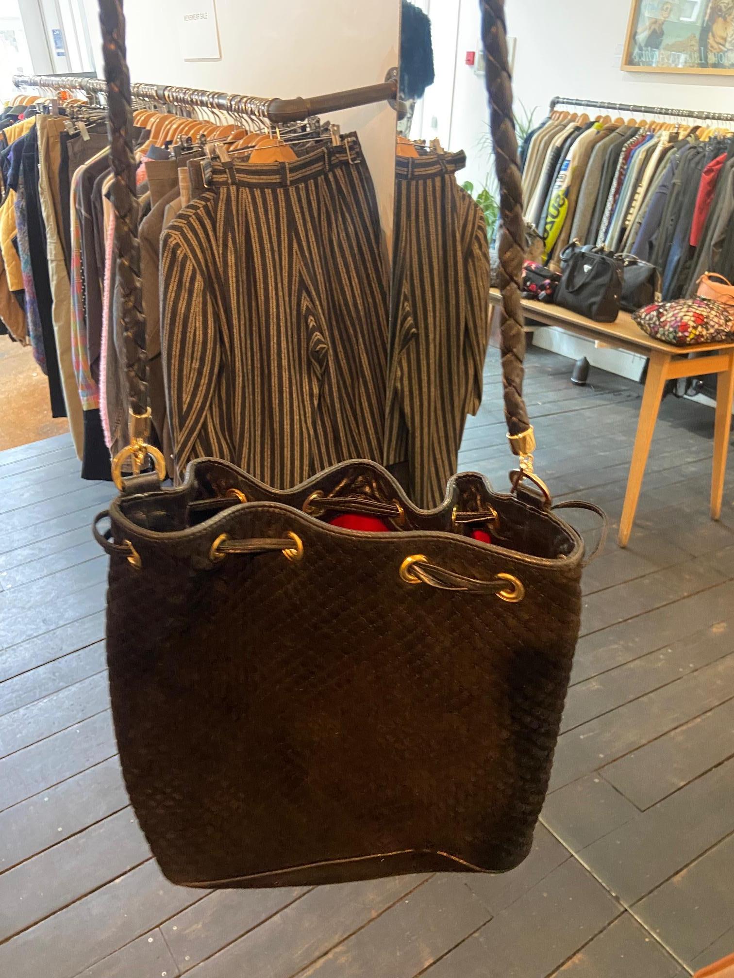 Bottega Black Suede Bucket Bag For Sale 2