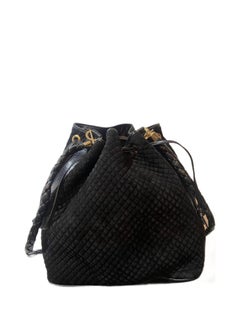 Bottega Black Suede Bucket Bag