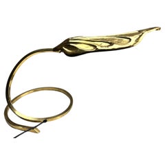 Bottega Gadda Leaf Brass Table Lamp by Tommaso Barbi, 1970s, Italy