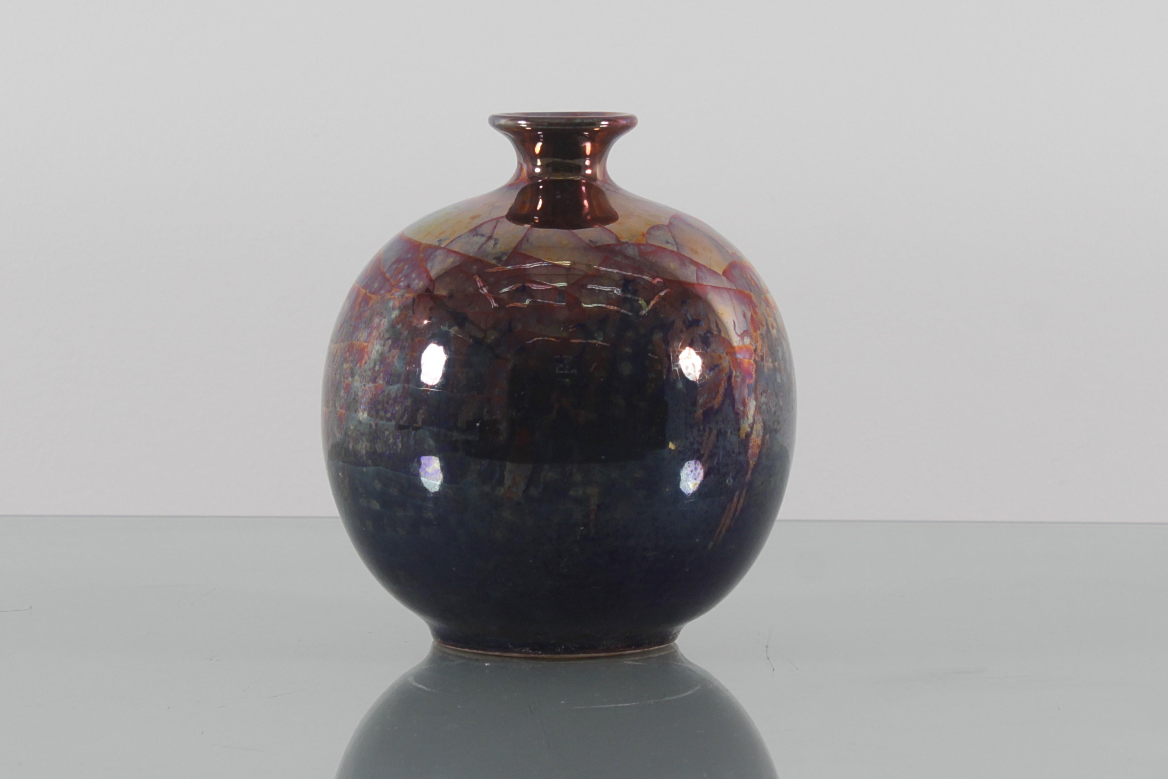 Bottega Gatti Hand-Painted Polychrome Ceramic Vase 1980s Italy For Sale 4