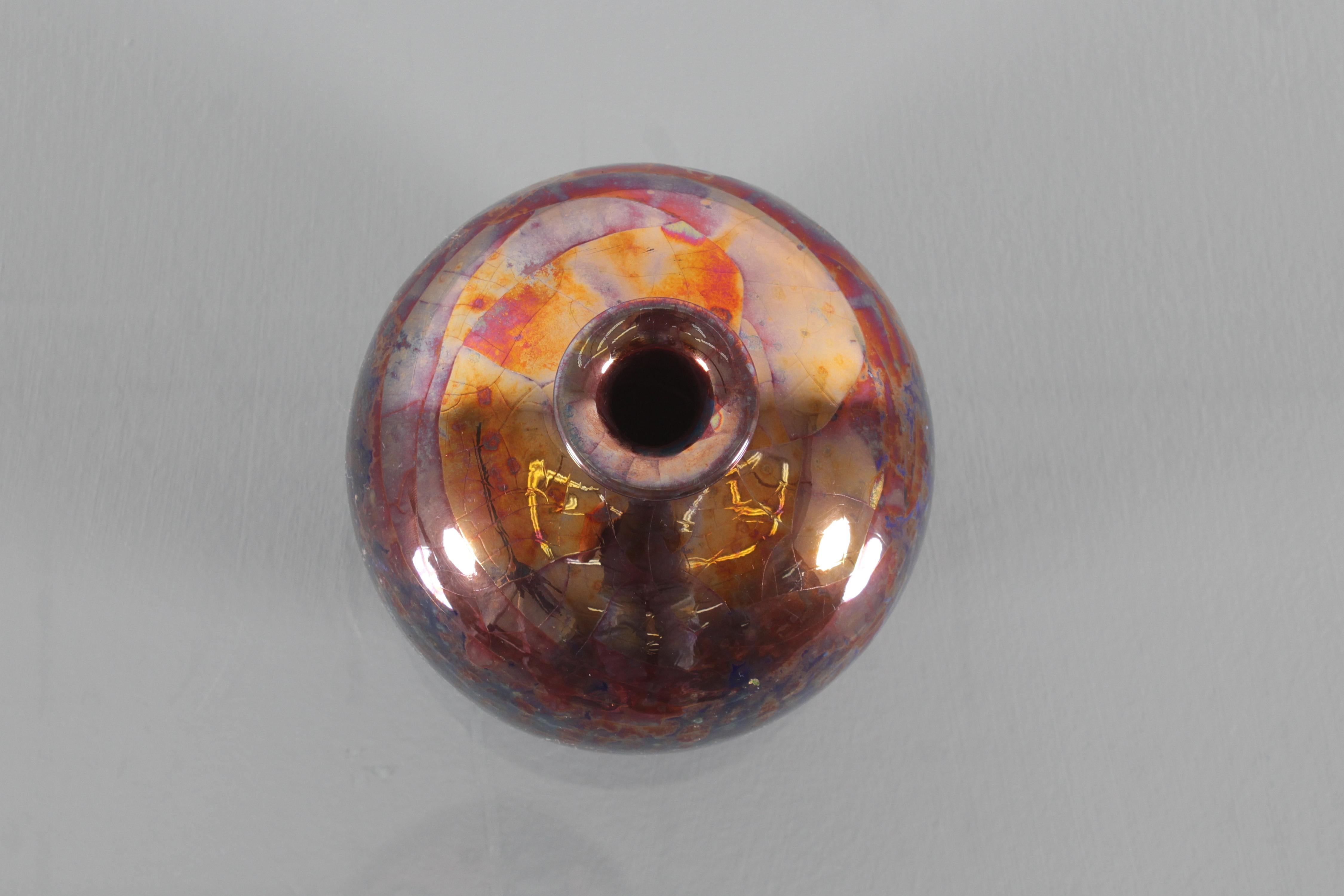 Bottega Gatti Hand-Painted Polychrome Ceramic Vase 1980s Italy For Sale 6
