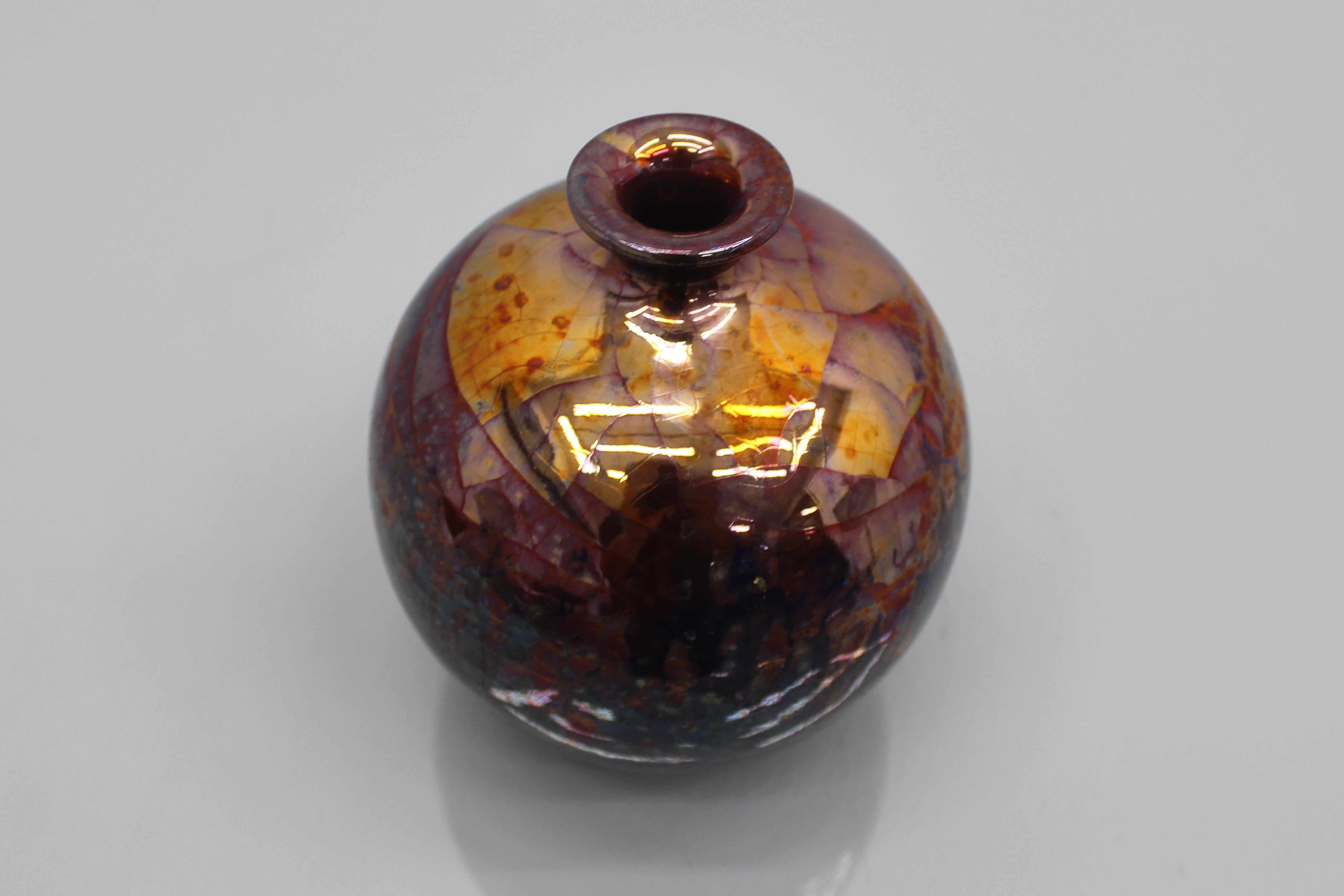 Bottega Gatti Hand-Painted Polychrome Ceramic Vase 1980s Italy For Sale 2
