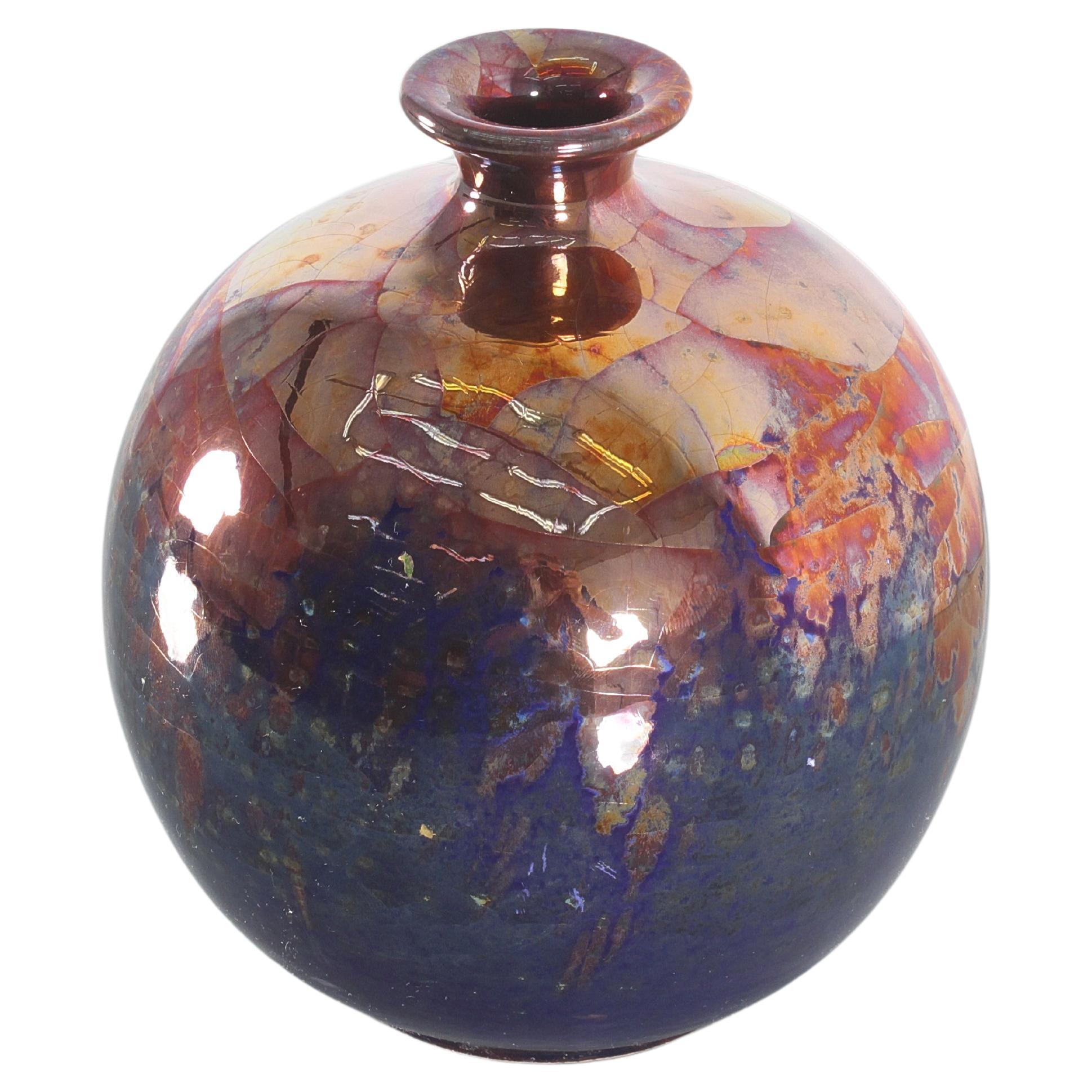 Bottega Gatti Hand-Painted Polychrome Ceramic Vase 1980s Italy