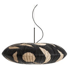 Bottega Intreccio, Woven Wicker Chandeliers Pendant Lamp 21st Century Black