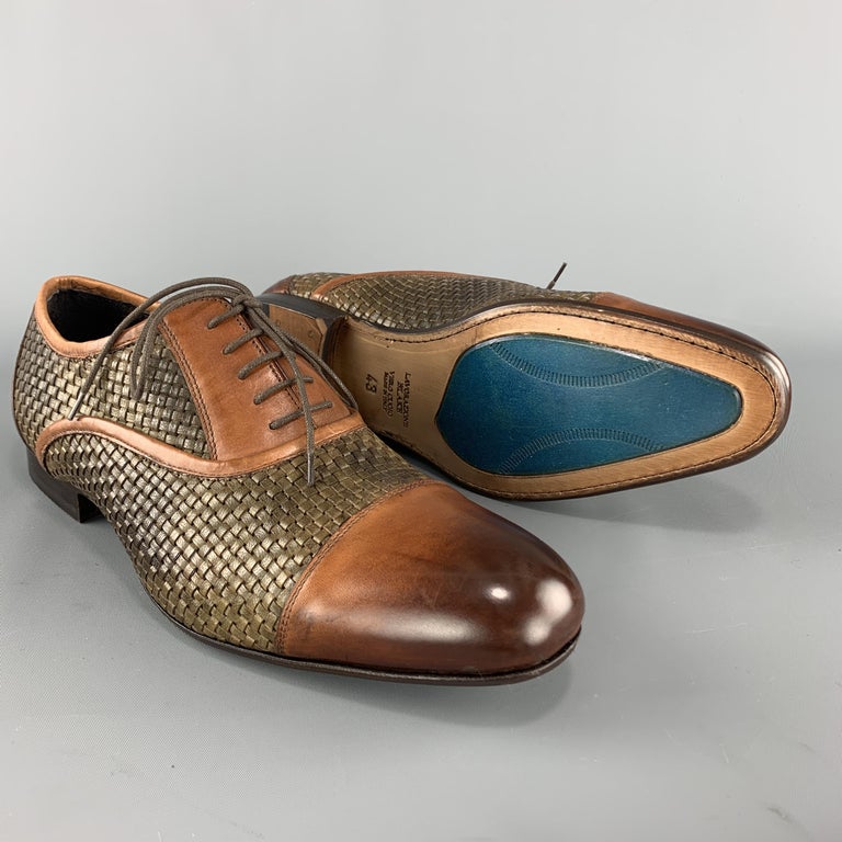 BOTTEGA ITALIANA Size 10 Brown Two Tone Woven Leather Cap