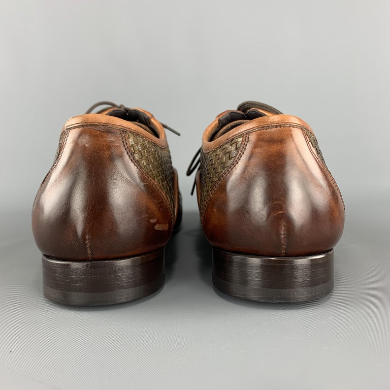 BOTTEGA ITALIANA Size 10 Brown Two Tone Woven Leather Cap